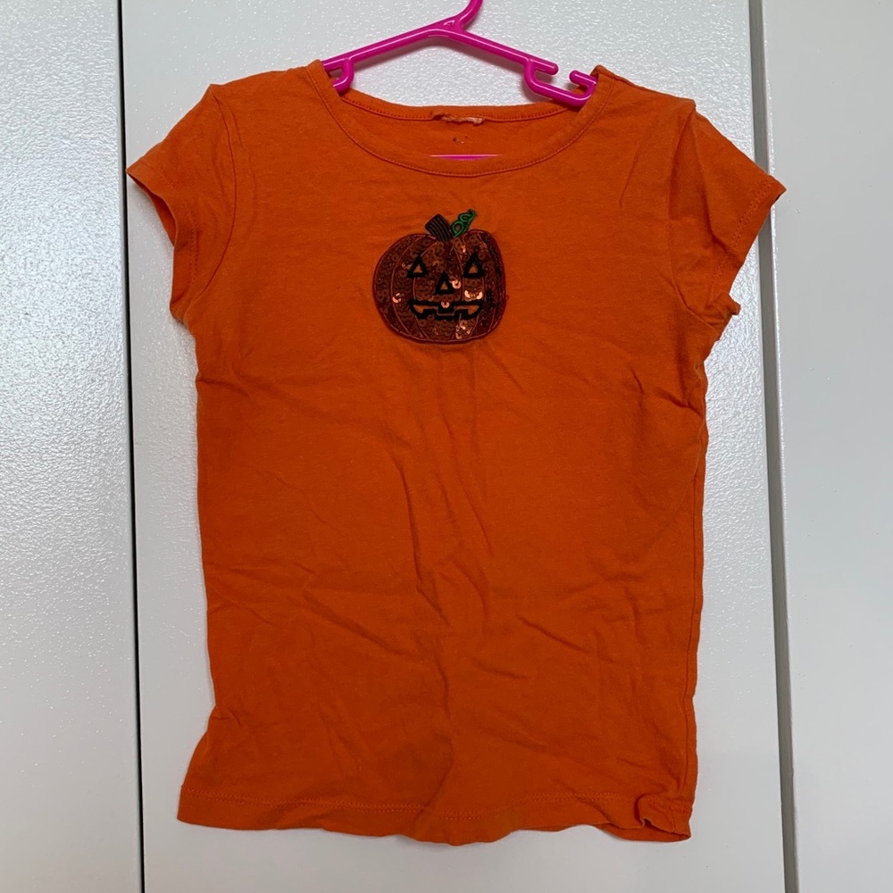 orange glitter pumpkin embroidered tshirt
